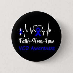 Vcd Awareness Heartbeat Christian Cross Faith Hope 6 Cm Round Badge