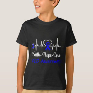 Vcd Awareness Heartbeat Christian Cross Faith Hope T-Shirt