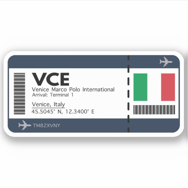 VCE Venice Boarding Pass - Italy Ticket (Front)