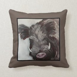 VCollierArt Original Hog Razorback Throw Pillow