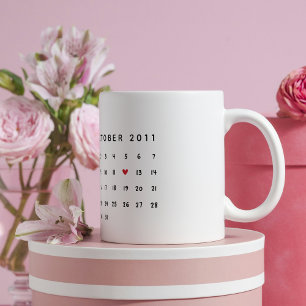 Vday Custom Calendar  – Mark Your Special Day Two-Tone Coffee Mug