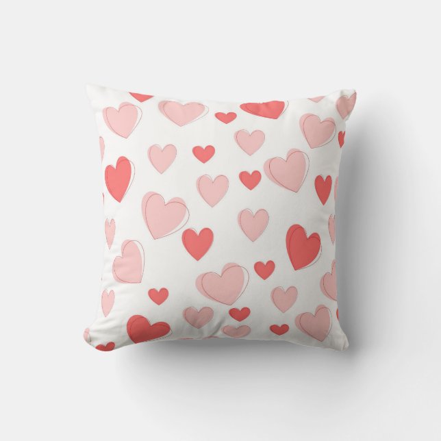 Vday Heart-Patterned Throw Pillow (Front)