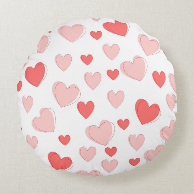 Vday Red Pink Heart Throw Pillow for Couch/Bedroom (Front)