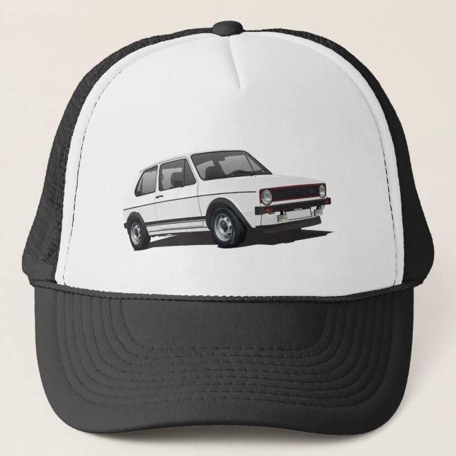 VDUB Wagen Golf GTI MK1 white trucker hat (Front)