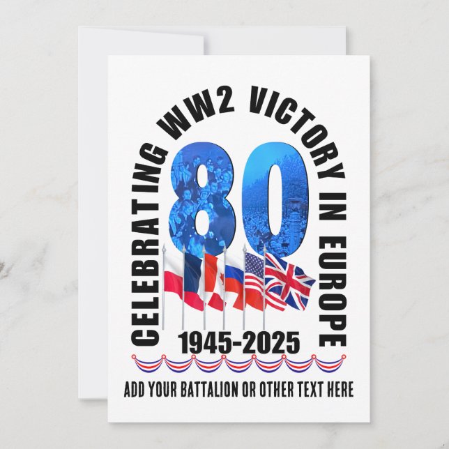 VE DAY 80th Anniversary Victory in Europe WW2 Invitation (Front)