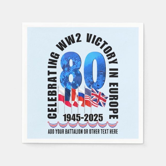 VE DAY 80th Anniversary Victory in Europe WW2 Napkin (Front)