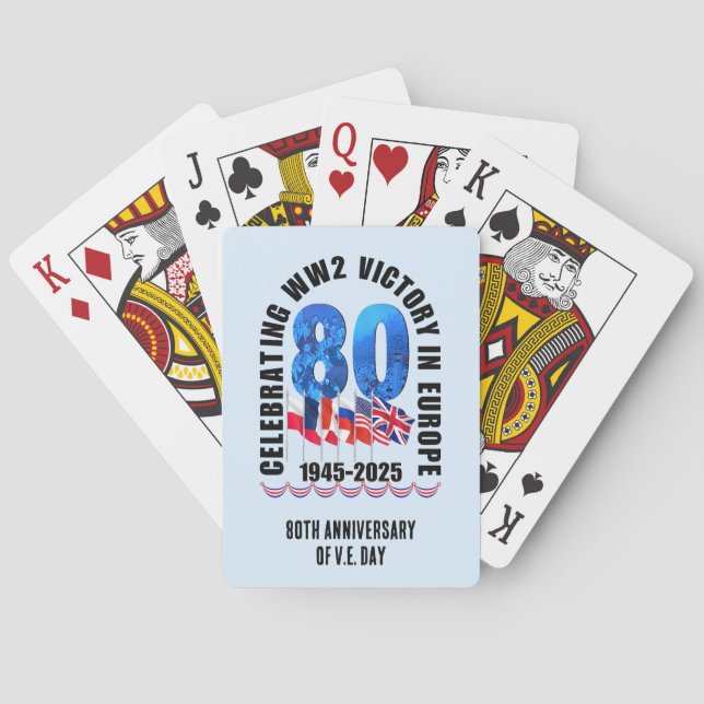 VE DAY 80th Anniversary Victory in Europe WW2 Playing Cards (Back)