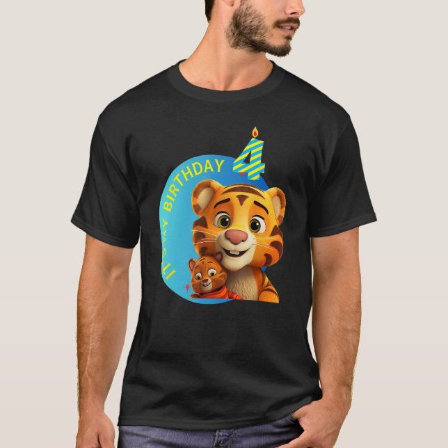 Vebyhogh Tiger Birthday 4 Year old It's My Birthda T-Shirt (Front)