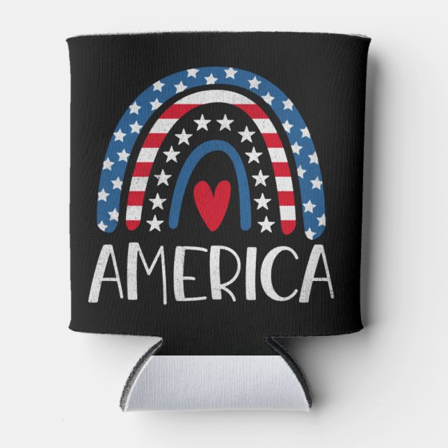 Vector 4th july american independence day (1) can cooler (Front)