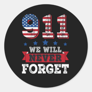 Vector 911 we will never forget t shirt classic round sticker