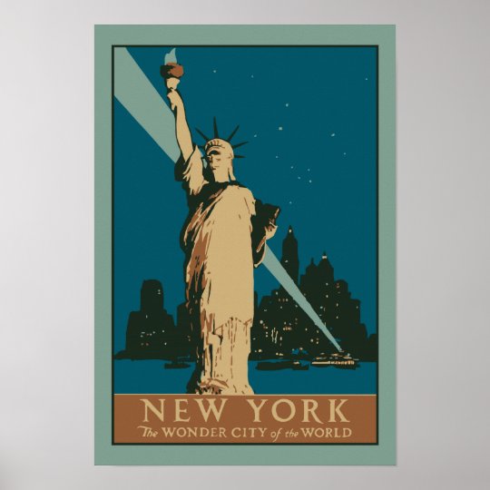 Vector Art Deco New York Wonder City Of The World Poster Zazzle Co Uk