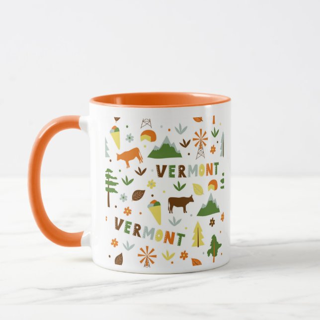 Vector Art Vermont Theme State Symbols Mug (Left)