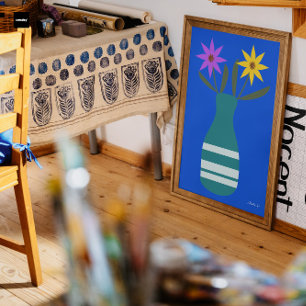 Vector Art work of Vase with Two Flowers Poster