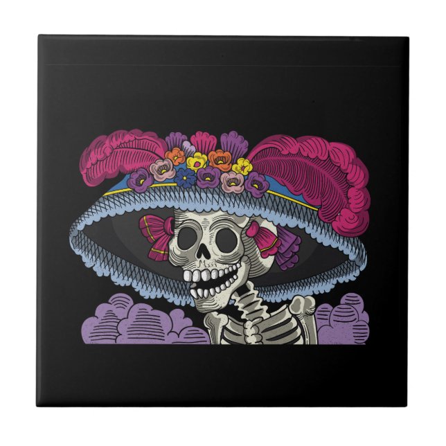 Vector catrina skull mexican tile (Front)