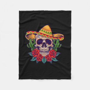 Vector cinco de mayo mexican skull illustration fleece blanket