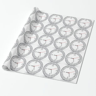 Vector clock design wrapping paper
