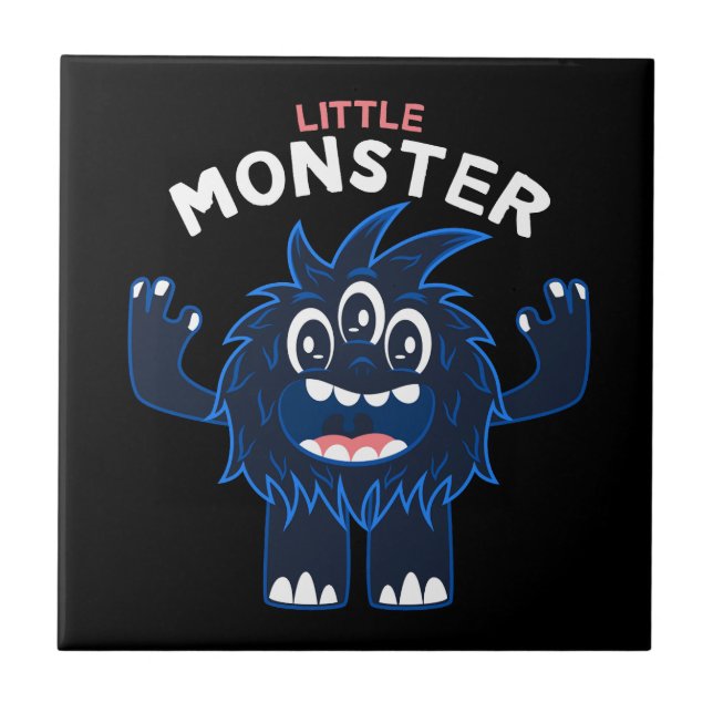 Vector cute little monster cartoon tshirt designs tile (Front)