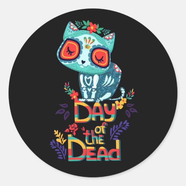 Vector day of the dead cartoon classic round sticker (Front)