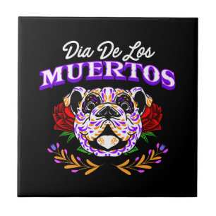 Vector decorative dog head day of the dead mexico  tile