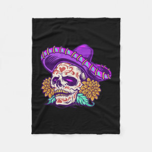 Vector dia de muertos mexican sugar skull fleece blanket