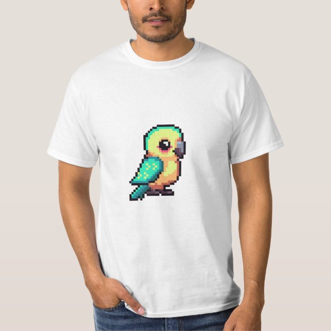 vector-flat-design-pixel-art-parrot-bird T-Shirt (Front)