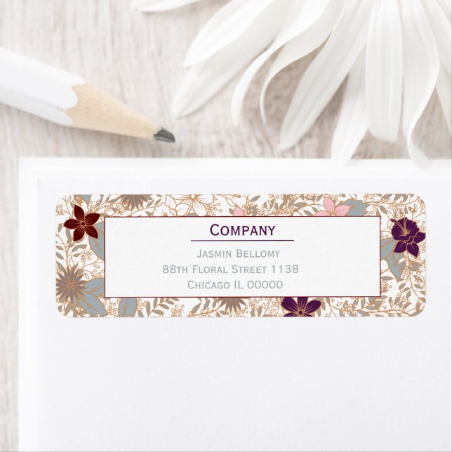 Vector Floral Return Address Label (Insitu)