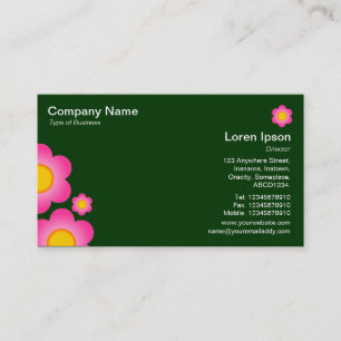 Vector Flower - Dark Green Business Card