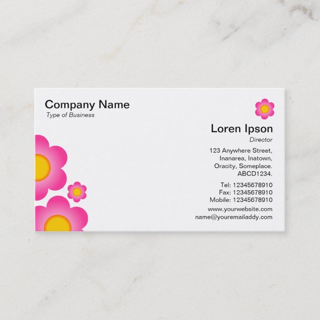Vector Flower - White Business Card (Front)