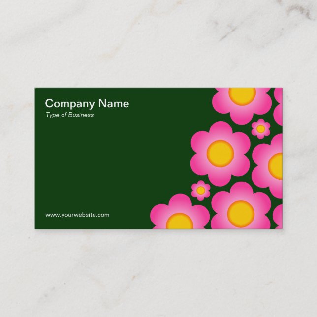 Vector Flowers II - Dark Green Business Card (Front)