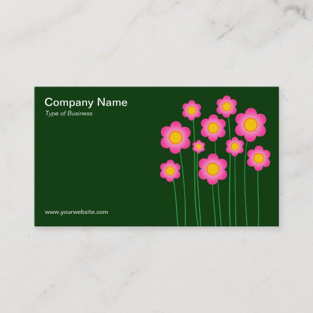 Vector Flowers III - Dark Green Business Card (Front)