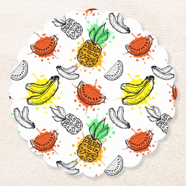 Vector Graphic Seamless Pattern Paper Coaster (Front)