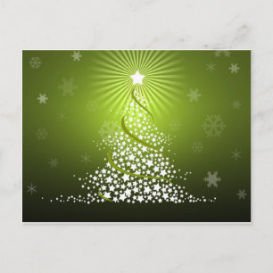 Vector Green Christmas Tree Holiday Postcard