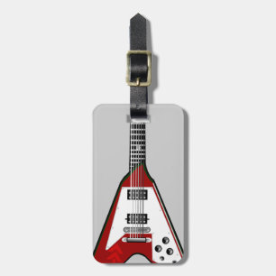 Vector guitar red/white luggage tag