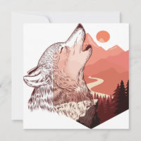 Vector illustration of a howling wolf Landscape T-