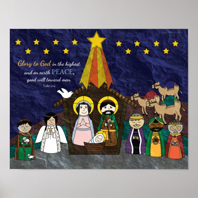 Vector Illustration of Christmas Nativity Scene Poster (Front)