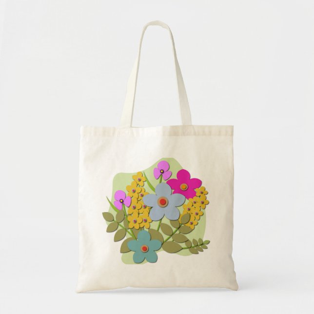 Vector illustration of flower bouquet tote bag (Front)