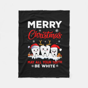 Vector merry christmas may all your teeth be white fleece blanket