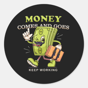 Vector money walking cartoon mascot perfect classic round sticker