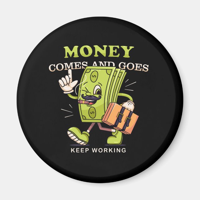 Vector money walking cartoon mascot perfect magnet (Front)
