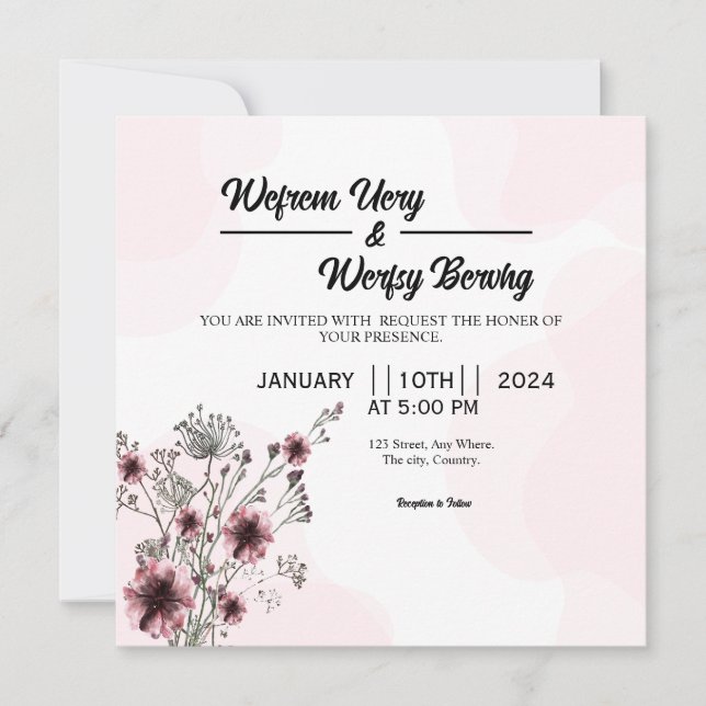 vector of Floral wedding invitation Card (Front)