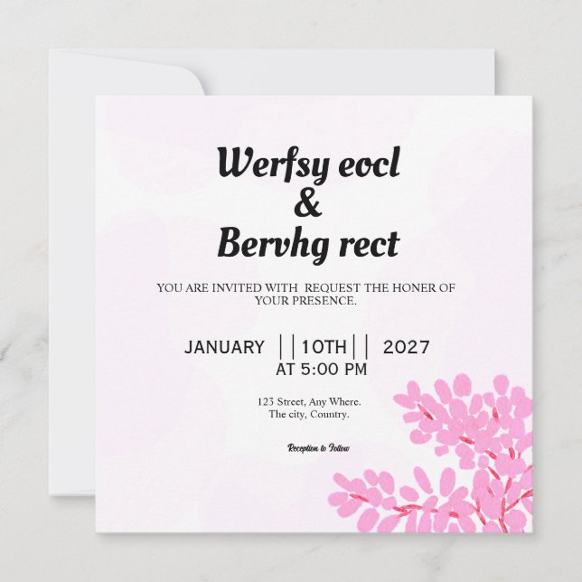 Vector Of Floral Wedding Invitation Card (Front)