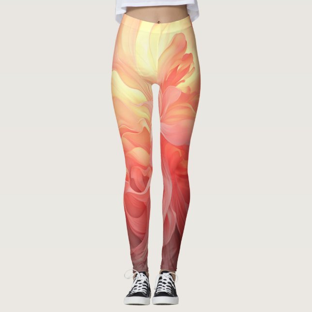 Vector Ombre Fluid Coral Flame Leggings (Front)