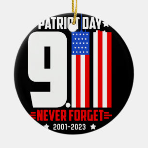 Vector patriot day 911 never forget t shirt design ceramic tree decoration