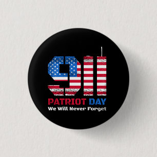 Vector patriot day design with american flag and n 3 cm round badge