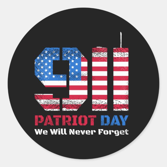 Vector patriot day design with american flag and n classic round sticker (Front)