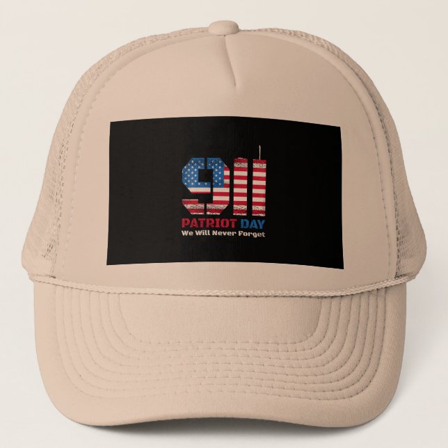 Vector patriot day design with american flag and n trucker hat (Front)