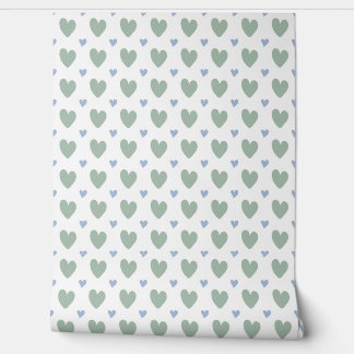 vector seamless pattern hearts in blue and mint wallpaper