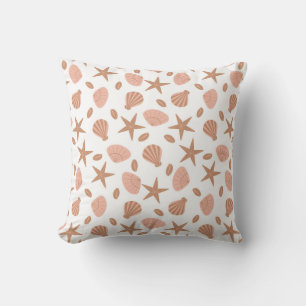 vector seamless pattern with sea shells in pastel cushion