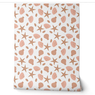 vector seamless pattern with sea shells in pastel wallpaper