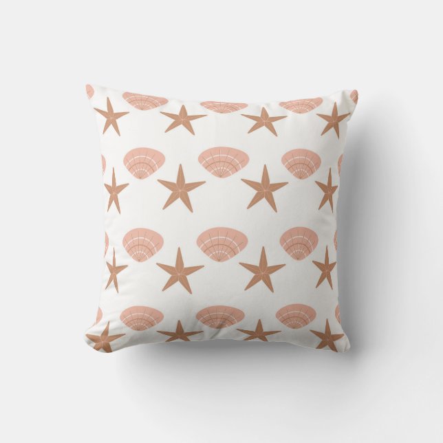 vector seamless pattern with sea stars and shells. cushion (Front)